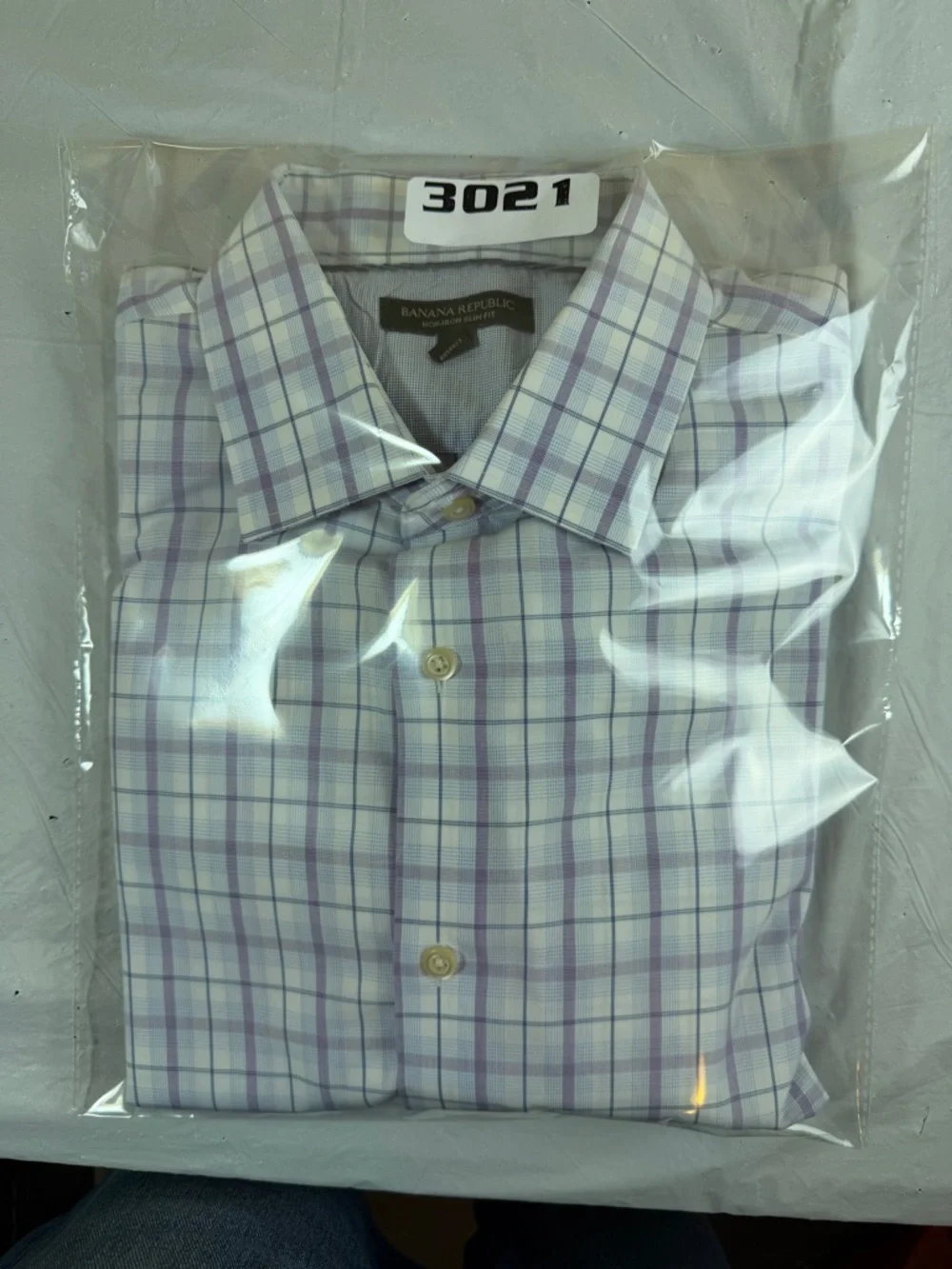 Banana Republic Lavender and White Plaid Dress Shirt